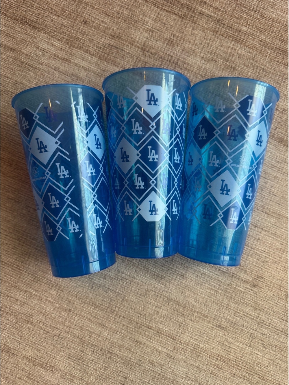 Set of 3 Blue LA Dodgers Plastic Gameday Cups